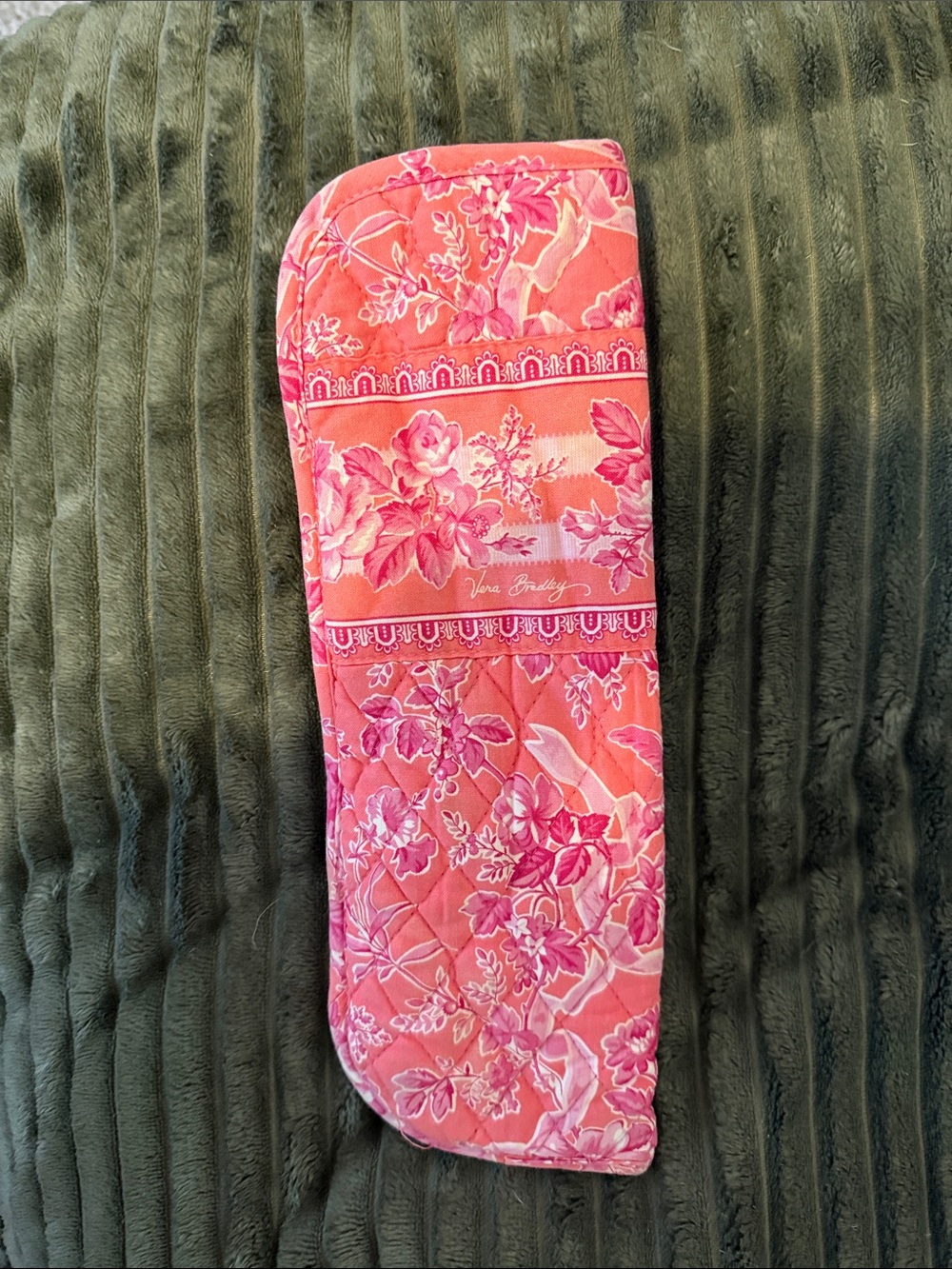 Vintage Vera Bradley Coral Pink Floral Quilted Curling Iron cover